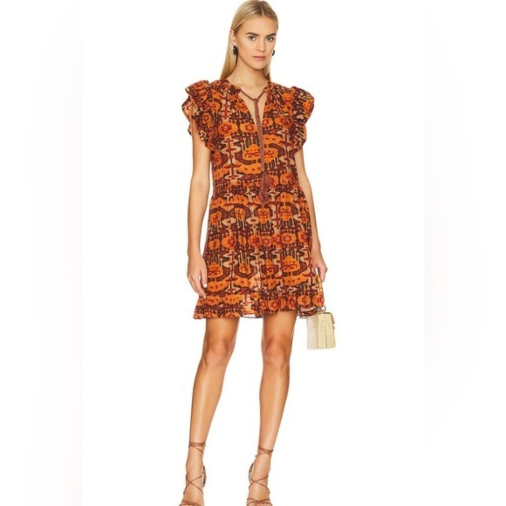 Ulla Johnson Size M • Lina Orange Ruffle Sleeve Mini Dress Coverup.
